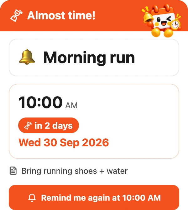 The reminder card